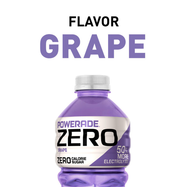 POWERADE Electrolyte Enhanced Zero Sugar Grape Sport Drink, 28 fl oz, Bottle